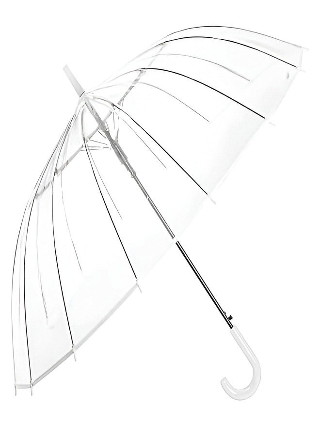 كونتاكتس مظلة كونتاكتس شفافة للجنسين - مظلة قبة شفافة بمقبض خطافي | مقاومة للرياح وأنيقة للحماية من المطر في المناسبات وجلسات التصوير والاستخدام اليومي - Image 1